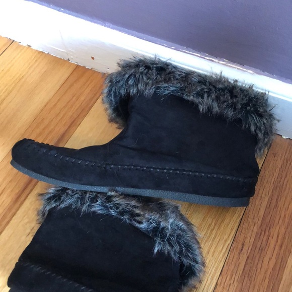 Black ankle boots w/ fake fur - Picture 4 of 4